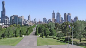 "Melbourne CBD (View from the top of Shrine of Remembrance)" by Donaldytong
