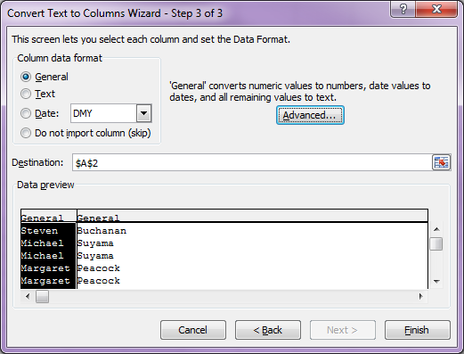 Tips - How to separate two words into two separate columns in Excel