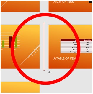 insert point in slide sorter