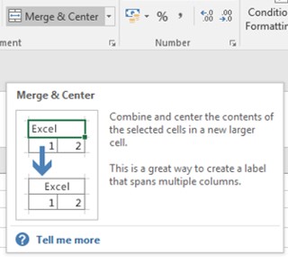 merge and centre tool