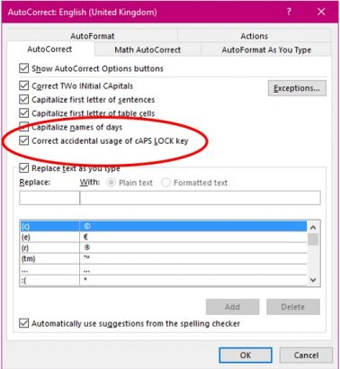 Caps Lock settings