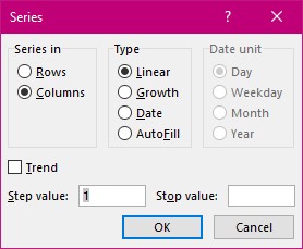 Series Dialog Box