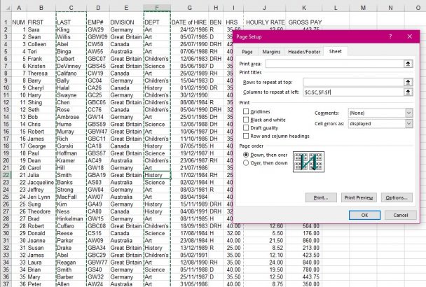 sperate columns