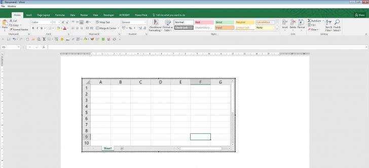 Excel inside Word