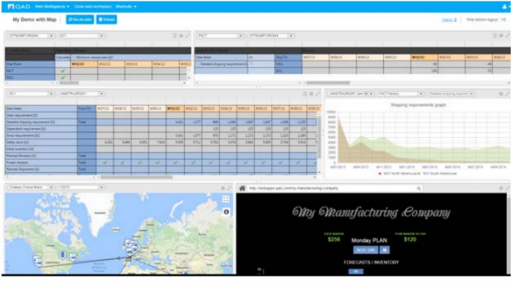 Example of Workspace in QAD DSCP 2017 Web Portal (iMAGE SOURCE QAD.COM)