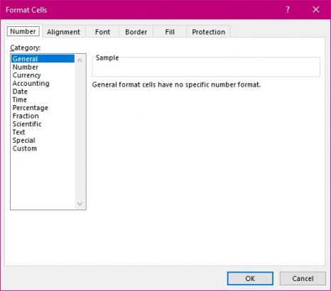 Format Cells Dialog Box