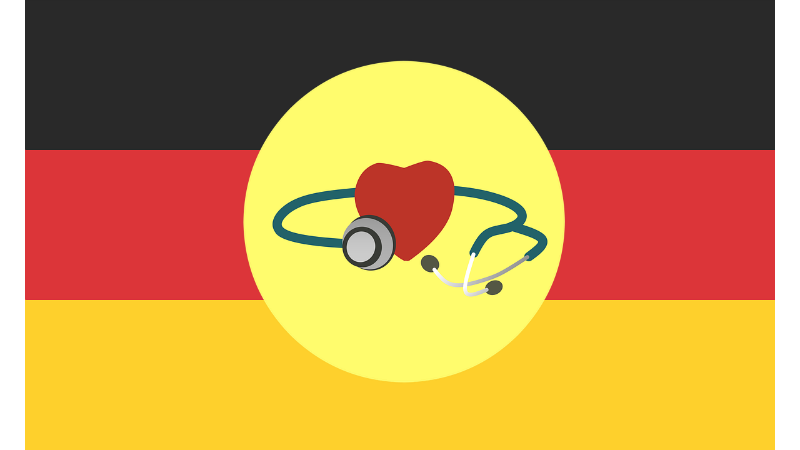 Germany Flag with Healthcare IMage credit PIxabay/Mohamed1982eg & Isakarakus