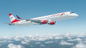 Austrian Airlines Embraer 195 (OE-LWI) By Austrian Airlines from Austria (Austrian E195) [CC BY-SA 2.0 (https://creativecommons.org/licenses/by-sa/2.0)], via Wikimedia Commons