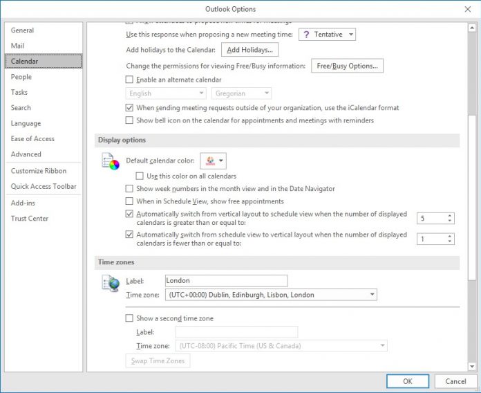 Tip Setting up Time Zones in Outlook