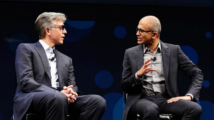 SAP CEO Bill McDermott and Microsoft CEO Satya Nadella on stage at SAPPHIRE NOW in 2016