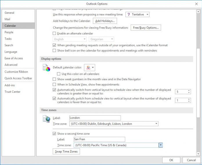 Tip Setting up Time Zones in Outlook