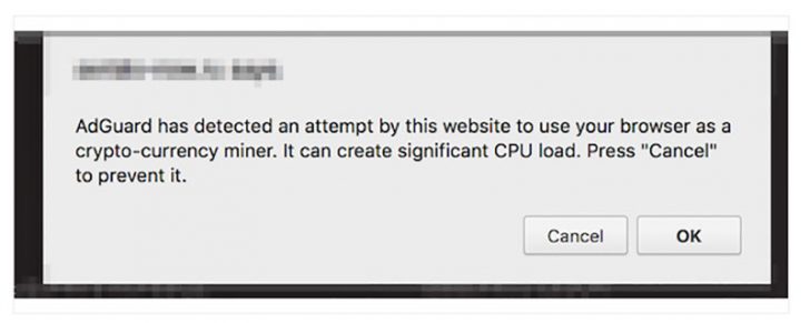 AdGuard cryptojacking warning