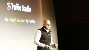 Jeff Lawson, CEO Twilio announcing Twilio Studio (Image credit Twilio 2017)