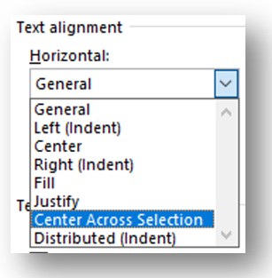 Centre Across Selection Option