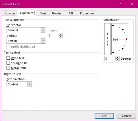 Format Cells Dialog box