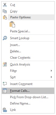 Format cells selection