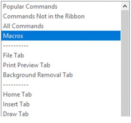 Macro Command Selection