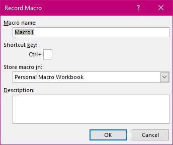 Macro Dialog box