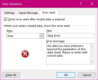 Error Stop Message