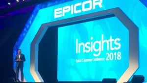 (c) 2018 S Brooks Himanshu Palsule, CTO Epicor on stage at Epicor Insights