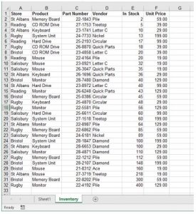 sample data sheet