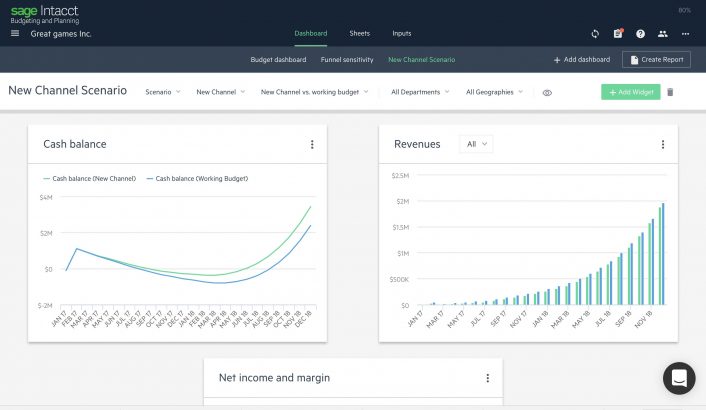 Sage Intacct Budgeting and Planning screen shot (c) 2018 Sage Intacct