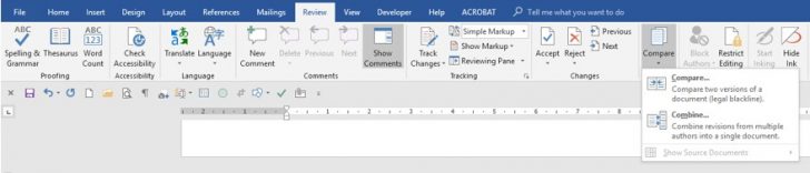 Review tab with Compare Tool