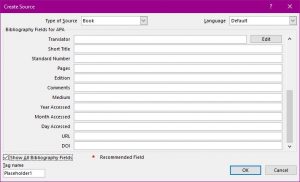 Extended Create Source Dialog Box 2