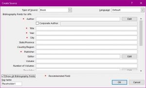 Extended Create Source Dialog Box