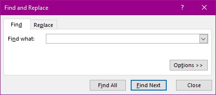 Find dialog box