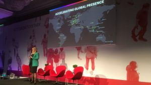 Nicky Tozer, VP EMEA, NetSuite on stage at SuiteConnect London (c) 2018 S Brooks