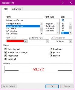 Replace Font