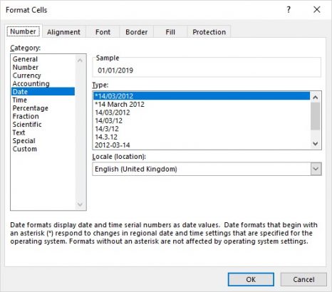 Format Cells Dialog Box