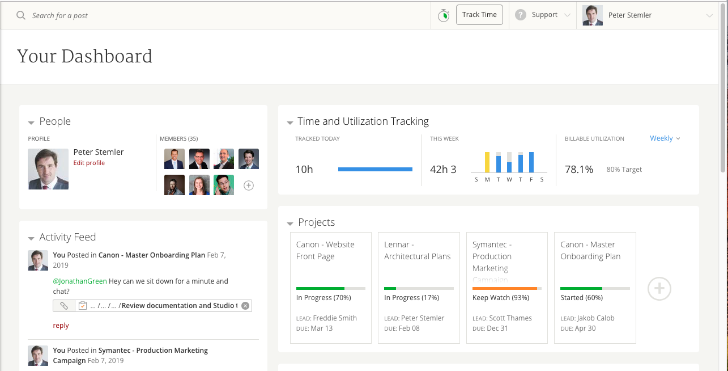 Mavenlink Personal Utilization Manager - screenshot of consultant dashboard (c) 2019 Mavenlink