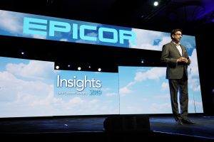 Himanshu Palsule on stage at Epicor Insights 2019 (c) 2019 Epicor 