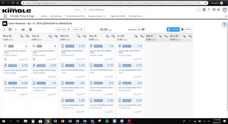 Kimble dashboard with new calendar view (c) Kimble