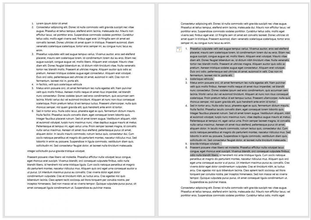Setting what number, the paragraph numbering should start in Word