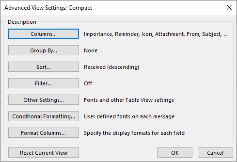 Column settings