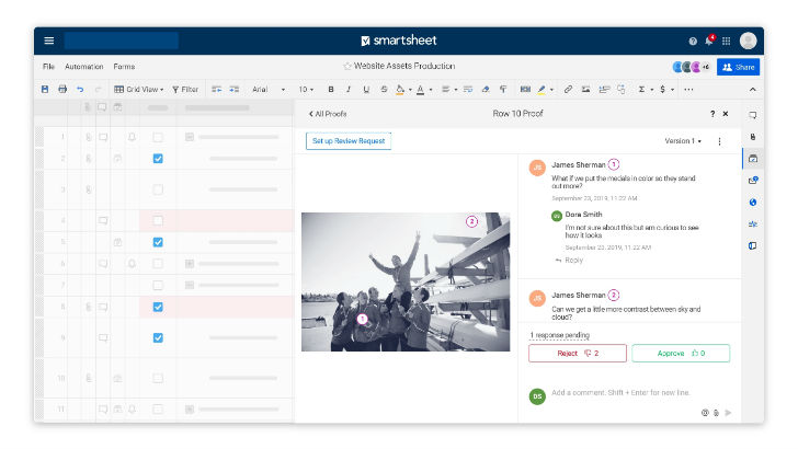 Smartsheet content collaboration screenshot (c) 2019 Smartsheet