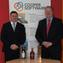 David Stewart, Head of Finance at Gordon & MacPhail and Frank Cooper, Executive Chairman of Cooper Software (Image credit Cooper Software)