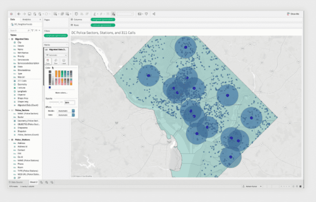 Tableau Geo Spatial screenshot 2020.4