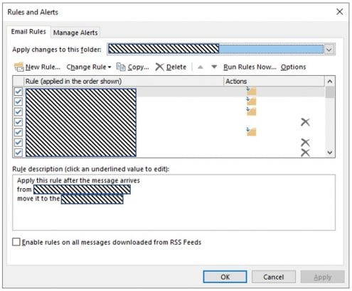 Rules and Alerts Dialog Box