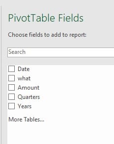 Pivot Table Fields