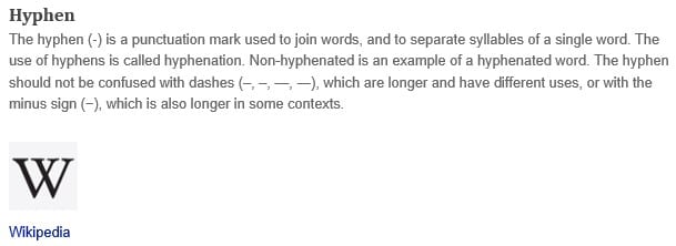 hyphens by Wikipedia
