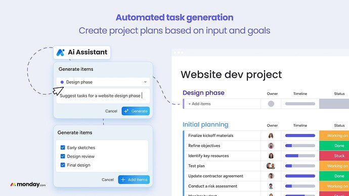 Automated Task Generation App created with monday.com AI assistant
