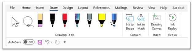 Drawing tools sections