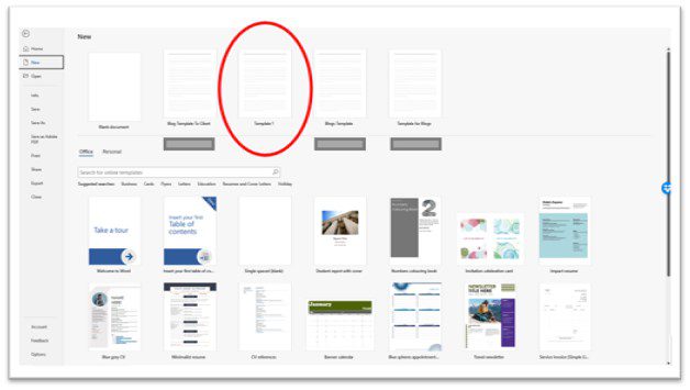easy access to template