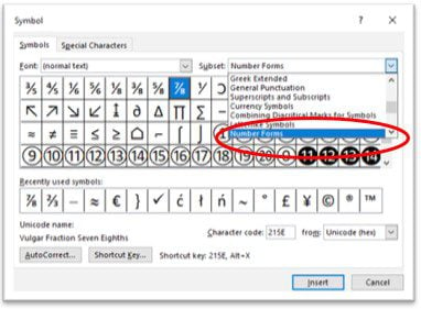 number forms list