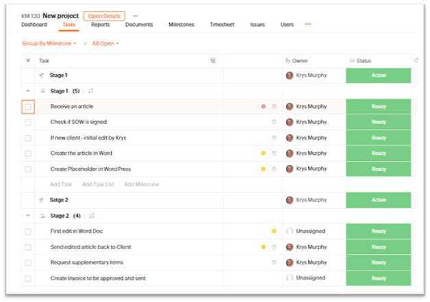 Task in Group view