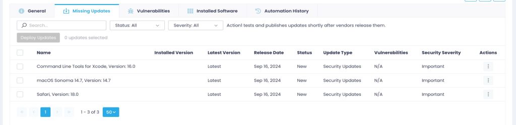 All missing updates on macOS endpoints in Action1